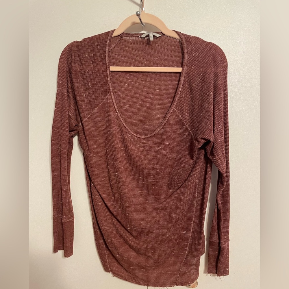 BKE Waffle Knit Top Maroon